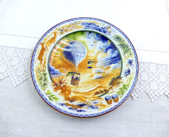 Vintage French Millennium 2000 Limited Edition Limoges Porcelain Decorative Wall Plate Jules Vernes Five Weeks in a Balloon EX no 287 / 2000