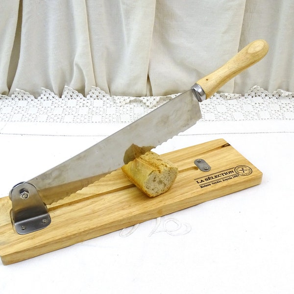 Couteau guillotine à pain vintage avec support en bois, planche à découper pour pain baguette de France, accessoire de coupe-pain pour restaurant parisien