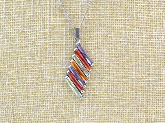 Vintage Sterling Silver Mounted Rectangular Rainb… - image 8