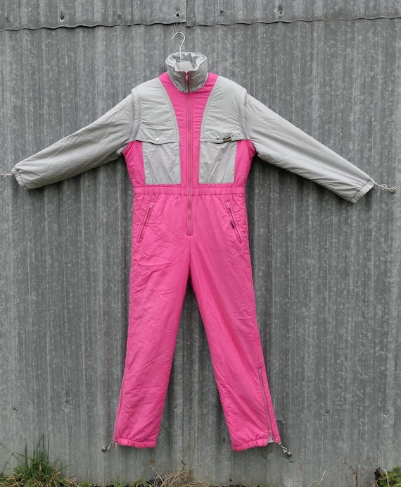 Vintage French Woman's Medium Hot Pink and Gray 1980s Snowsuit Removable Sleeve by Moniteur, 80s  Ski Jumpsuit, All in One Skiing Snow Suit
