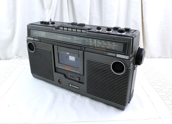 Vintage 1980s Hitachi TRK 5280E Boombox Ghetto Blaster Radio Cassette Player, Retro Portable Music Audio Center, Boom Box Music Prop Decor