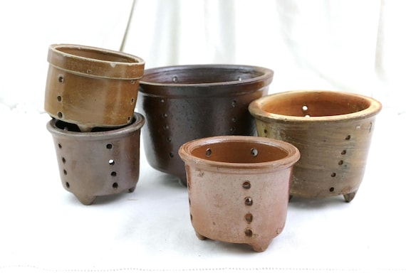 1 Small Antique French Diary Pottery Cheese Mold / Strainer, Ceramic Whey Faisselle Drainer, Primitive Cottage Farmhouse Kitchen Decor