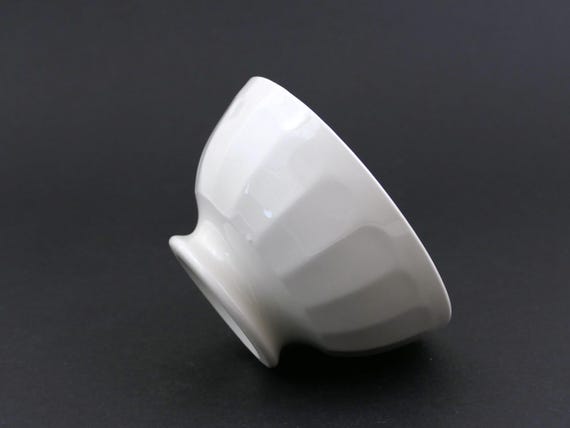 Antique French White Pottery Coffee Bowl with Scalloped Sides, Retro Cafe au Lait France, Chateau Chic Cottage Core Farmhouse Kitchen Decor