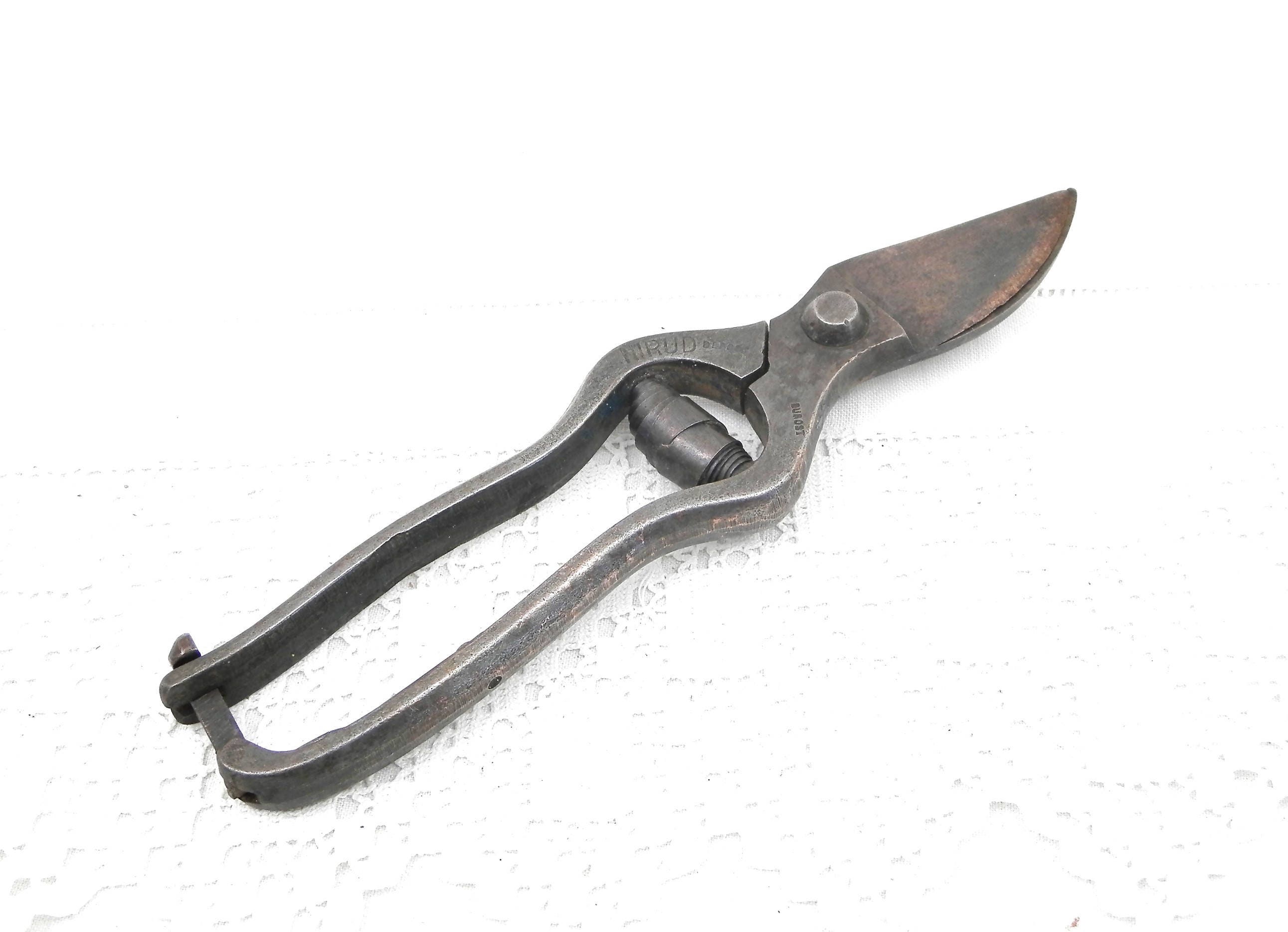 Antique French Iron Gardening Pruning Clippers, Cutting Secateurs from