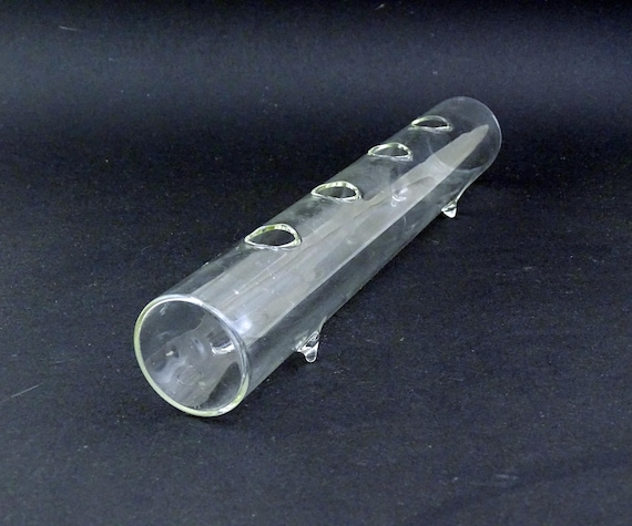Vintage Clear Glass Hand Made Blown Clear Glass Modernist Tube Flower Vase, Retro Minimalist Glassware Home Decor, Simple Table Center Piece