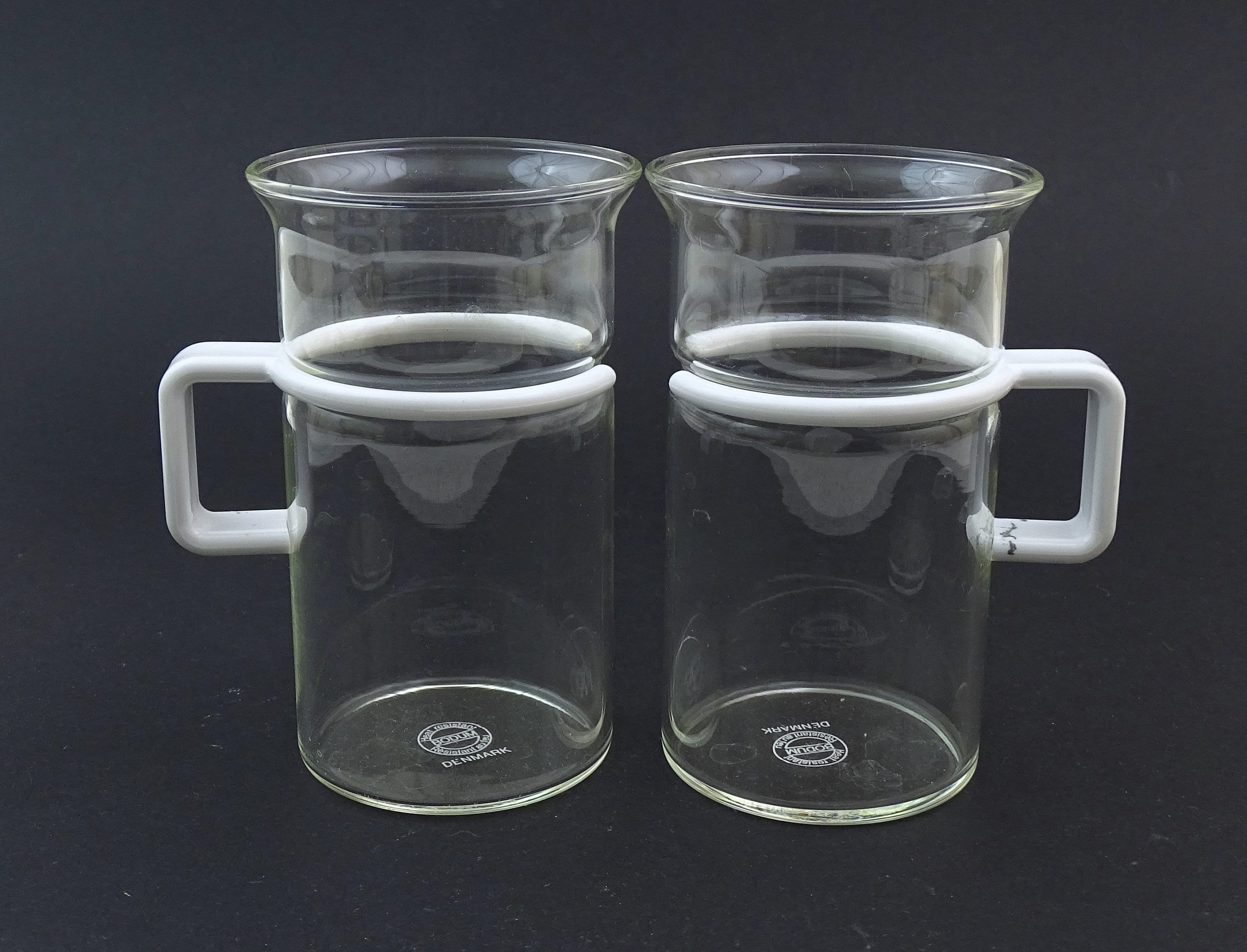 Danish Modern Bodum Glass Coffee Mugs, as in Star Trek - Set of 10