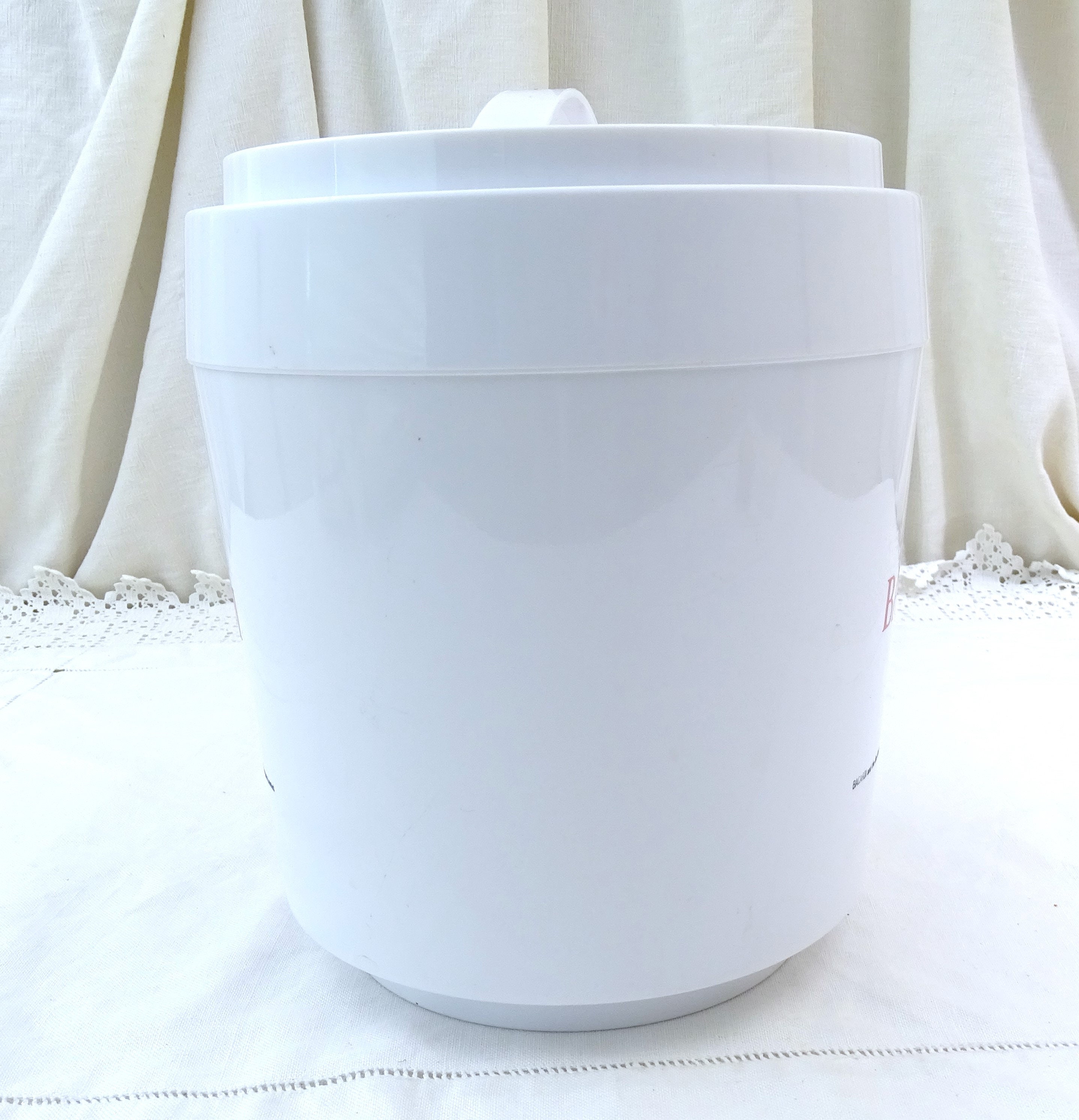 Large Vintage White Bacardi Rum Ice Bucket Made in England by Stewart, Retro Barware from
