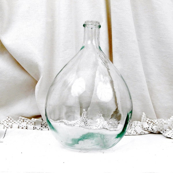 Antique French Clear Glass Demijohn / Carboy 5 L / 1.32 Gallon, French Decor, French Country Decor,  Rustic Cottage, Bottle Vase, Glass Vase