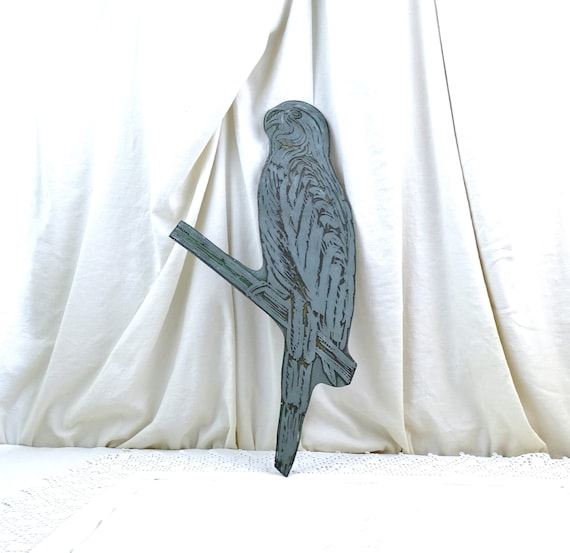 Large Vintage 57 cm / 22.44" Long Engraved Printers Metal Plaque of a Parrot, Retro Curio OOAK Wall Hanging, Printers Craft Item from France