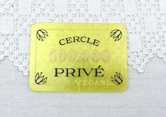 1 Large Vintage French Las Vegas Casino Rectangular Yellow Lucite 500000 Plaque for Cercle Privé, Retro Baccarat Marker Gaming Decor
