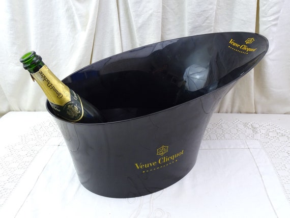 Large Vintage French Veuve Cloquot Champagne Black Ice Bucket Bowl Multiple Bottles, Retro Party Wedding Wine Drink Chiller Cooler France