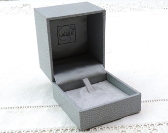 Vintage French Empty Lalique Jewelry Presentation Case in Gray Textured Covered Wooden Box, Retro Pendant Gift for Her Box, Special Occasion