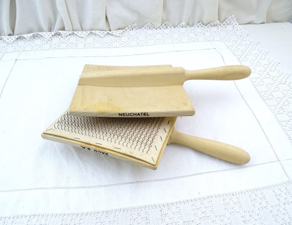 Large Vintage Swiss Hand Carding Brushes made by SACO from Neuchatel, Retro Wool Spinning Accessory, Shepard Shepardess Home Decor