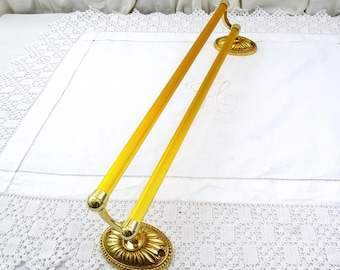Großer doppelter französischer Vintage-Handtuchhalter aus goldfarbenem Metall, Retro Chateau Chic Badezimmerzubehör Frankreich, Hollywood Regency Badezimmer