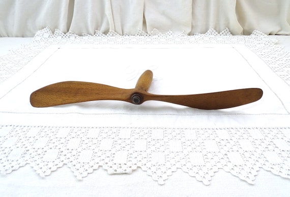 Vintage French Child's Wooden Toy Propeller Stamped by the Maker, Retro Airplane Play Item made of Wood from France, Collectible Aviation