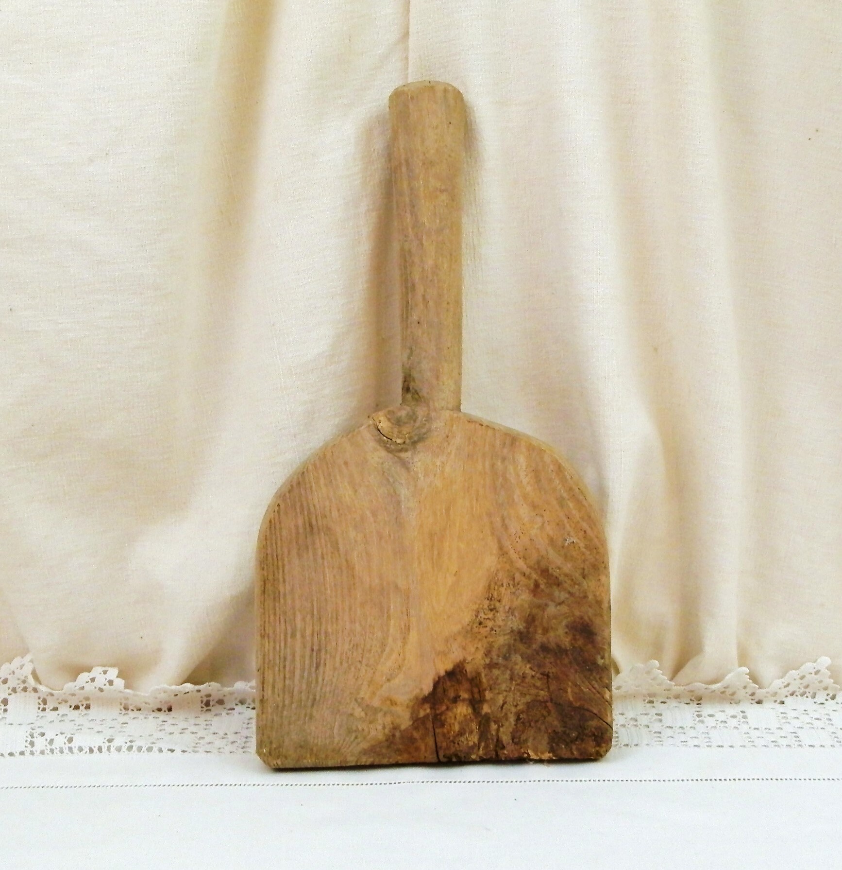 Large Antique French 1800s Primitive Wooden Washing Paddle