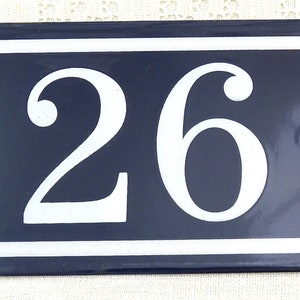 Vintage French Porcelain Enameled Metal House Sign in Blue and White Number 26, Enamelware Street Home from France, Traditional Address Sign image 3