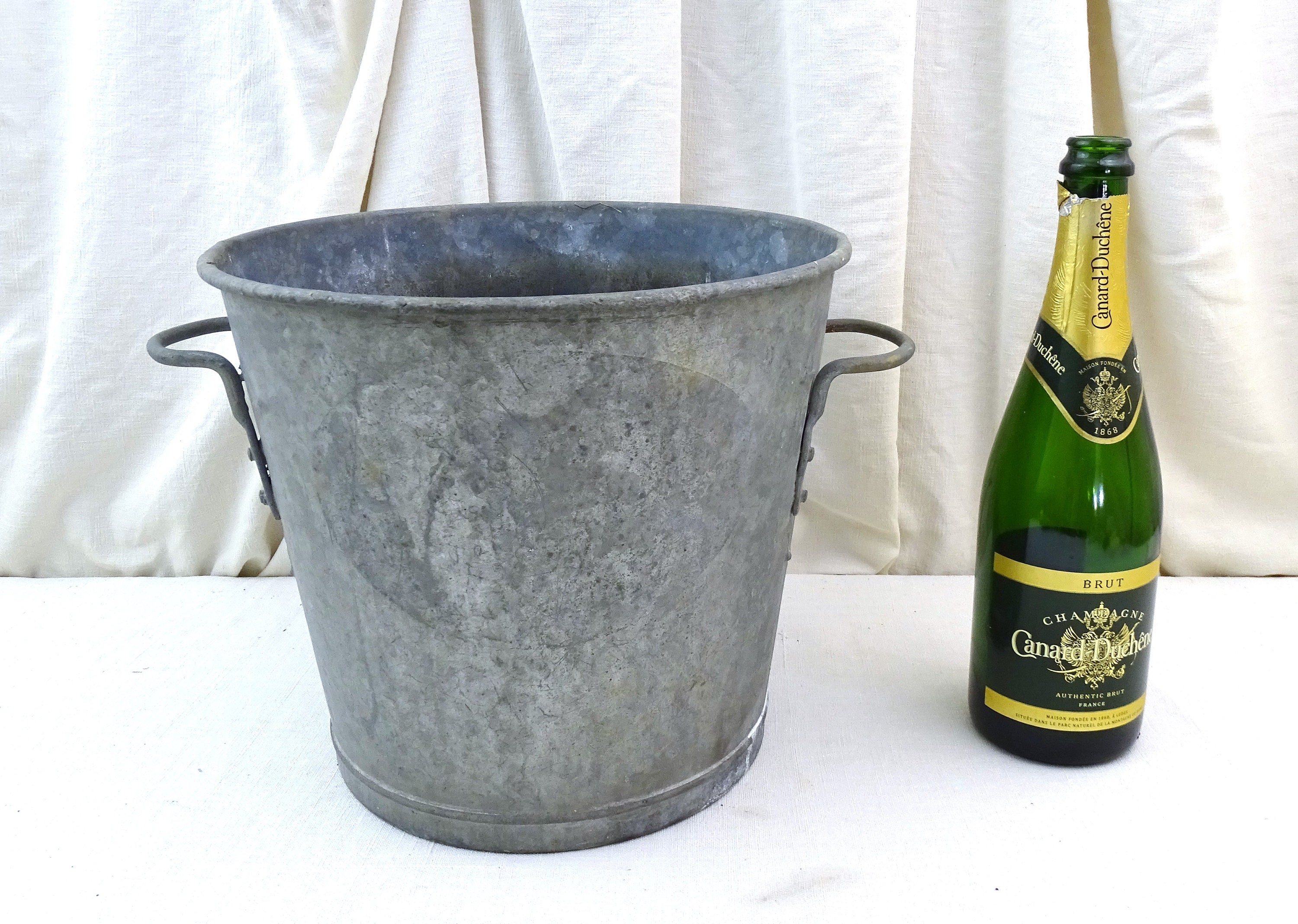 Awesome Vintage Galvanized WASH BUCKET With HANDLE and Drainer Section  Price Includes Shipping 