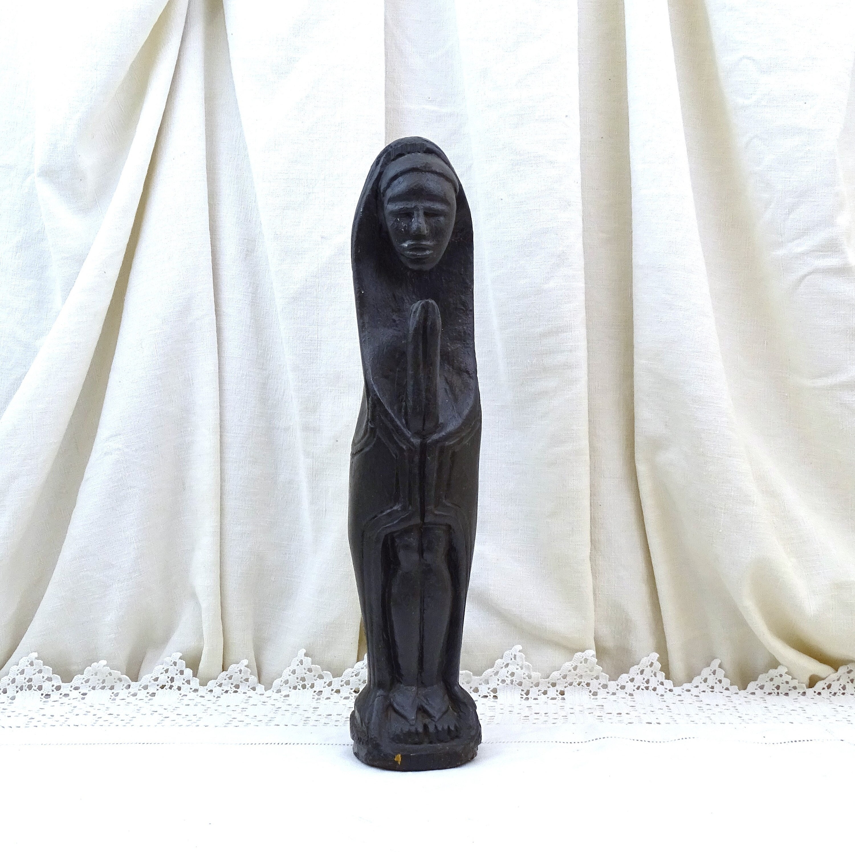 Antique wood carved virgin mary statue - Etsy 日本