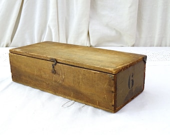 Antique French Rough Wooden Rectangular Box, Vintage Rustic Primitive Storage Container made of Wood from France, Country Farmhouse Decor