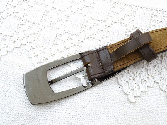 Vintage French Mid Century Leather Belt with Larg… - image 6