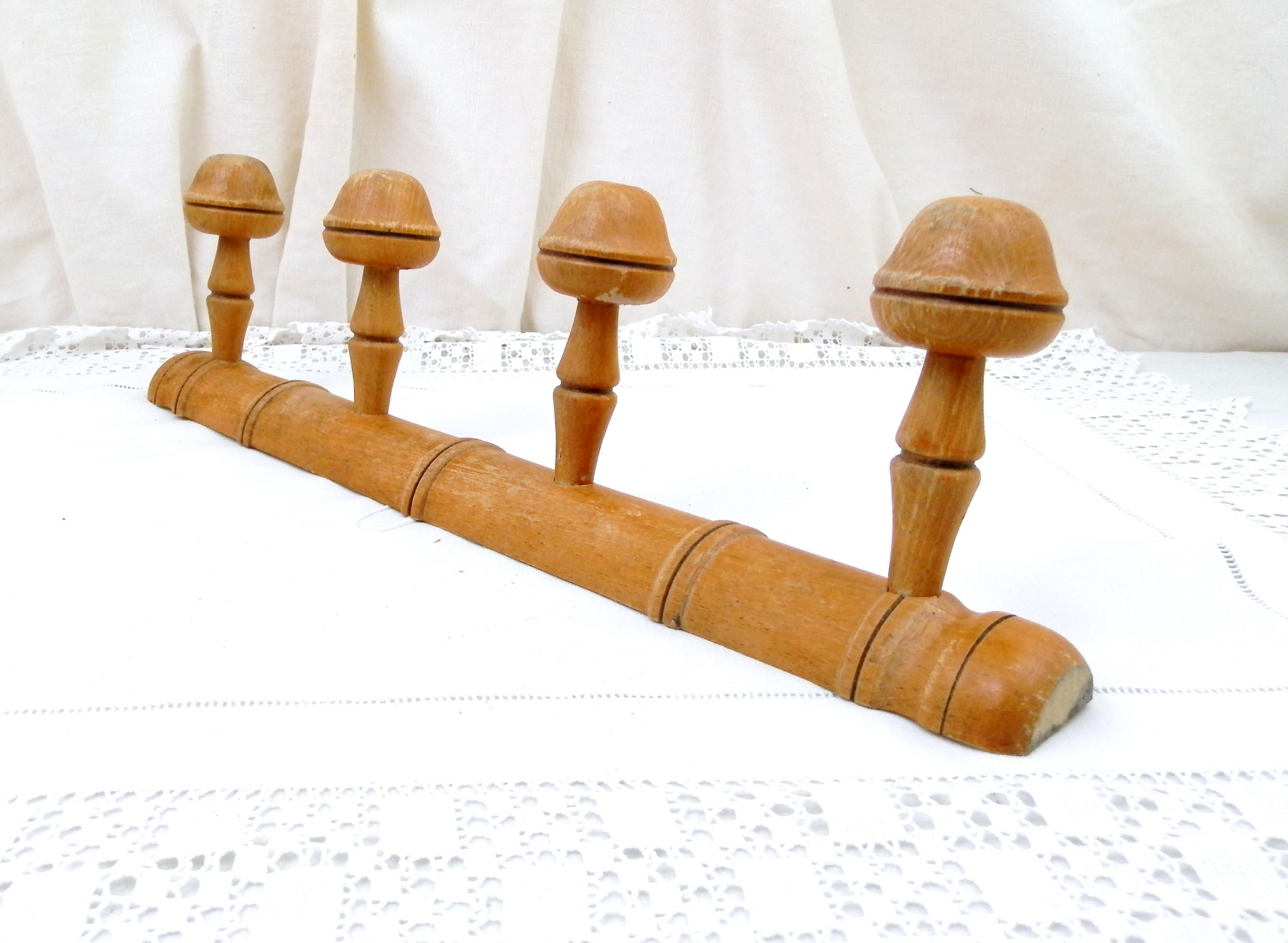 Antique French Traditional Wooden Faux Bamboo Hat Rack, Coat Rack