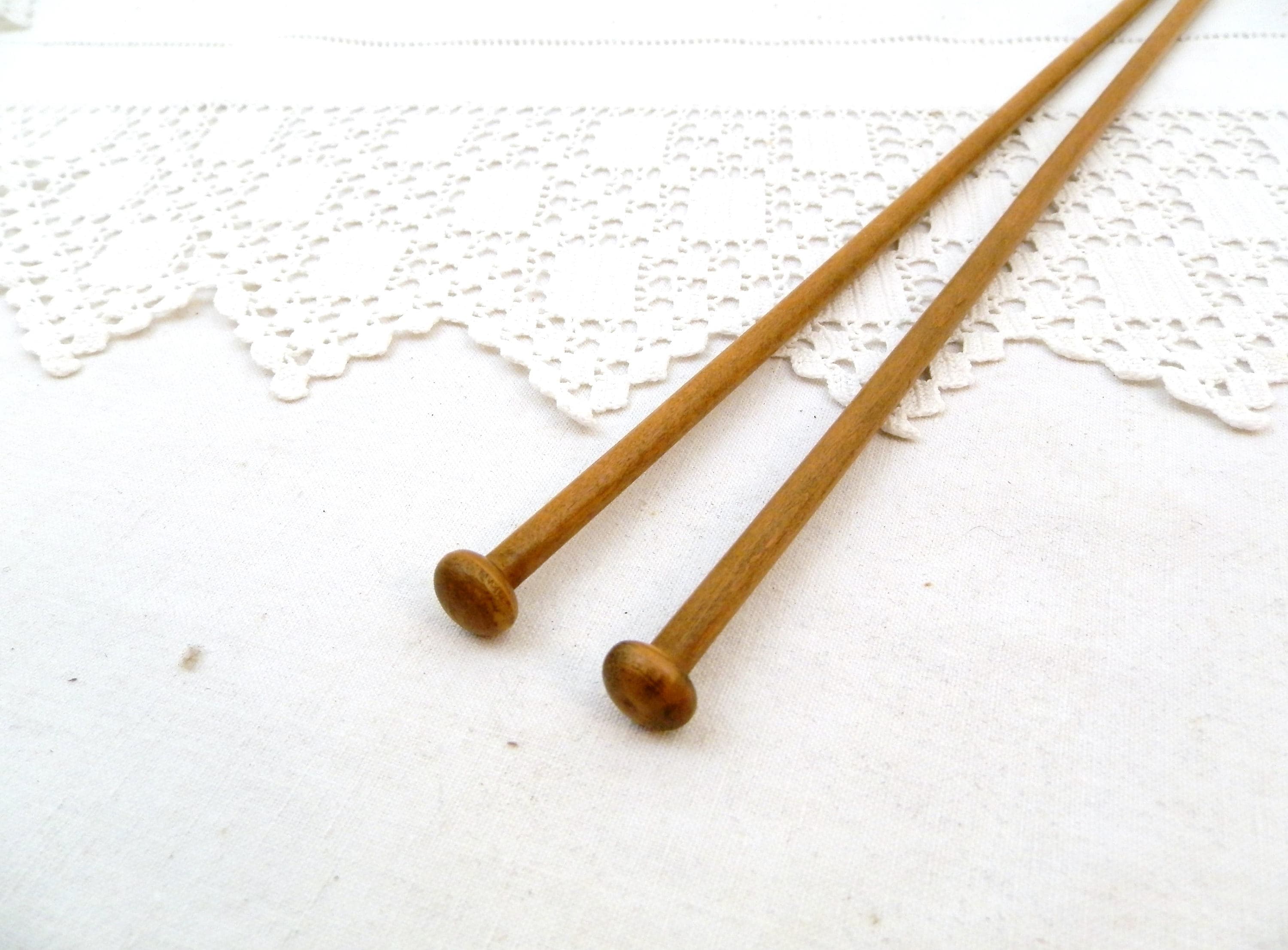 Vintage Extra Long Wooden Knitting Needles 42 cm / 16.53 in From France