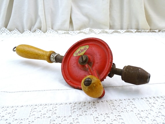 Vintage French Hand Held Working Drill by Gero, Retro Manual Diy Craft Accessory from France, Workshop Decor Item, Old Woodworking Tool