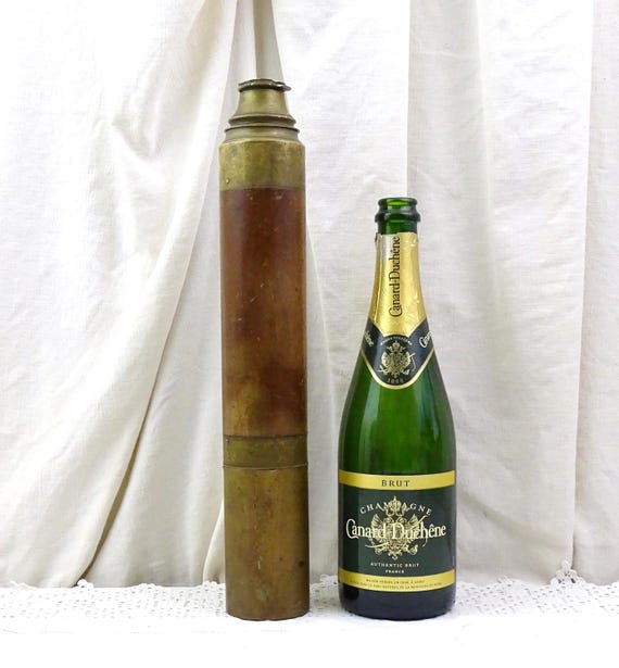 Large Working Antique French Wooden and Brass Telescope, Vintage Star Gazing Accessory from France, Retrp Pirate Astronomer Decor