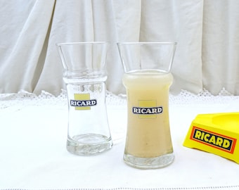2 Vintage French Ricard Clear Glass Tumblers Designed by Olivier Gagnere, Retro Glassware for Aperitif Drinks, Cote d'Azur Barware France