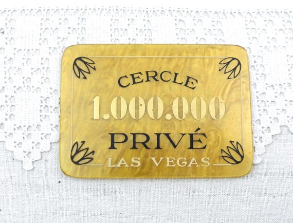 1 Large Vintage French Las Vegas Casino Rectangular Gold Lucite 100000 Plaque for Cercle Privé, Retro Baccarat Marker Gaming Decor