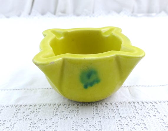 Vintage French 1960s Yellow Vallauris Pottery Pestle and Mortar Bowl Shaped Ashtray, Retro MCM Home Interior Accessory from France