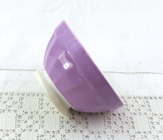 Small Antique French Digoin Cafe au Lait Bowl in Purple and White, Vintage Latte Coffee Bowl, Retro Country Farmhouse Breakfast Table France