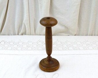 Small French Antique Turned Wooden Hat Stand, Vintage Pedestal Stand from France of Wood, Retro Curio Furniture Item, Milliner Shop Decor