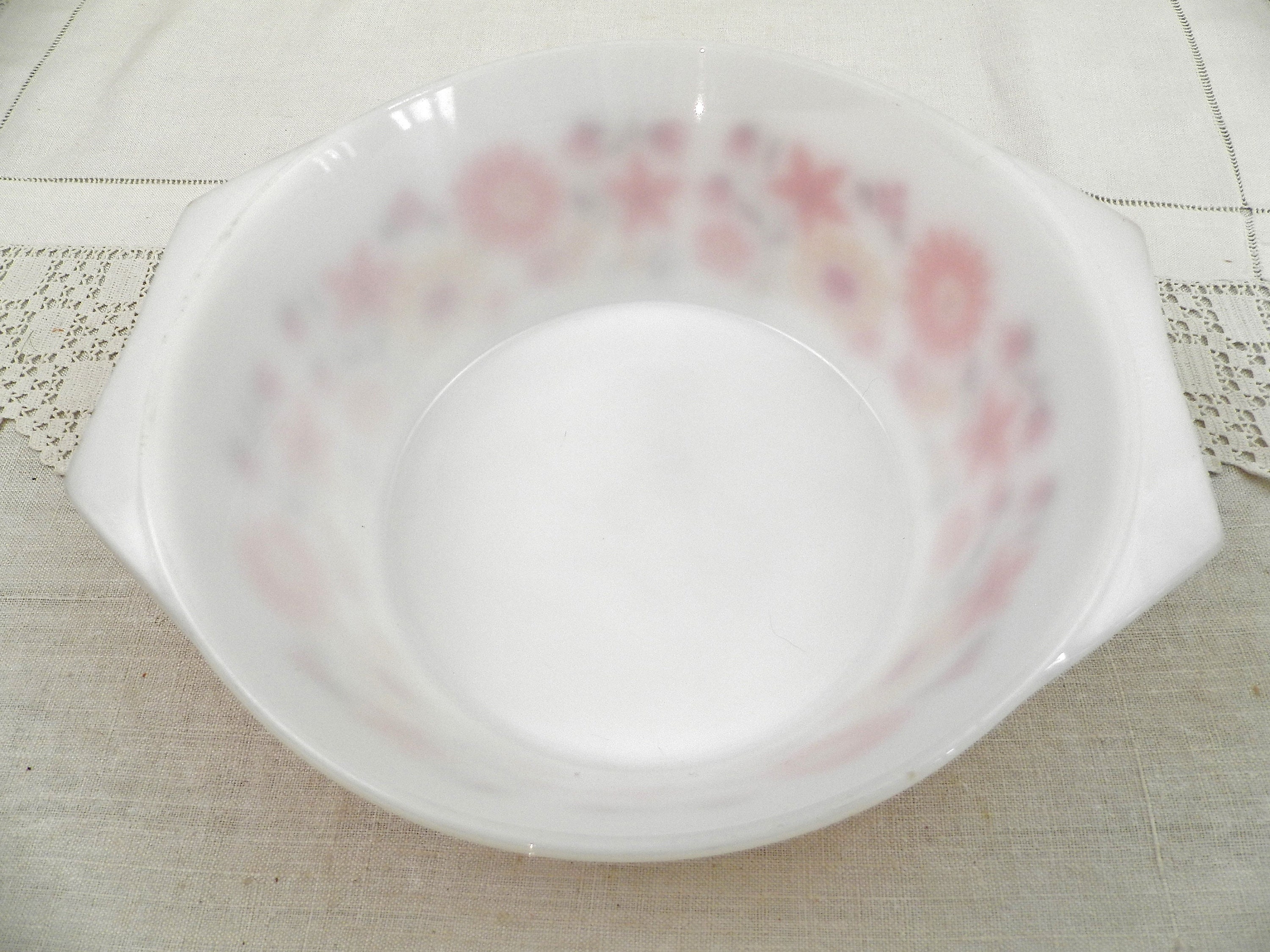 Large Vintage Mid Century French White Milk Glass Arcopal Oven Baking