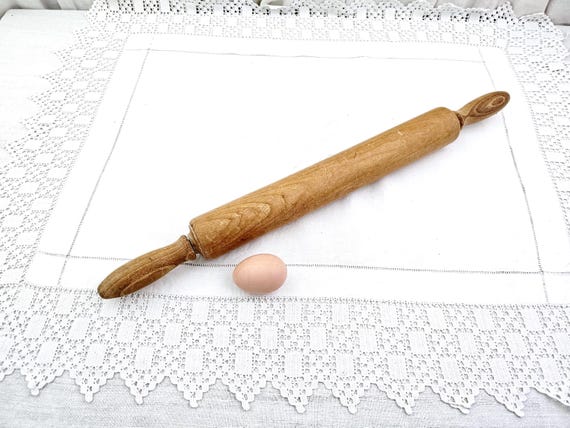 Long Antique French Wooden Rolling Pin, Retro Country Farmhouse Baking Acccessory made of Wood from France, Cottagecore Rural Rustic Kitchen