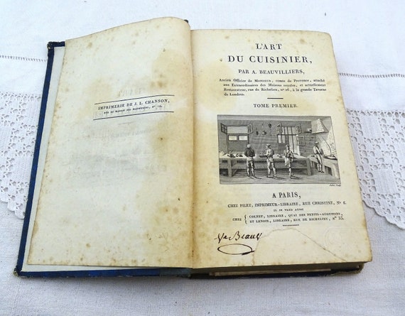 Rare Antique 19th Century Cookbook L'Art de Cuisinier by A Beauvillers First Volume Printed in 1816 Written in French Vintage Cook Book