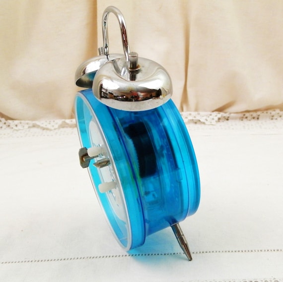 Vintage Working Transparent Mechanical Alarm Clock Made of Colored