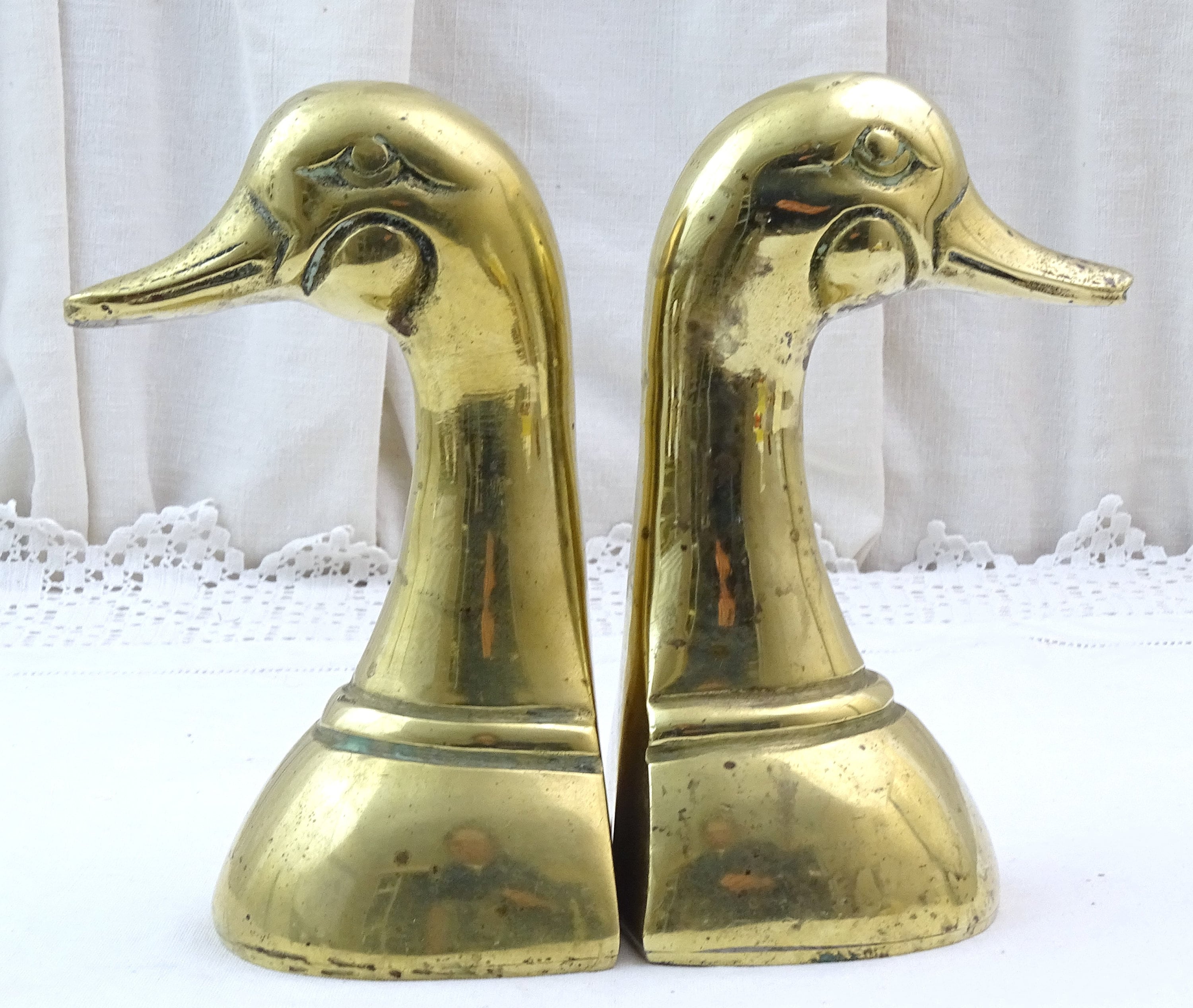 Brass Duck Head Bookends
