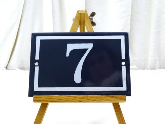 Vintage French Porcelain Enameled Metal House Sign in Blue and White Number 76, Enamel Street Home from France, Traditional Address Sign
