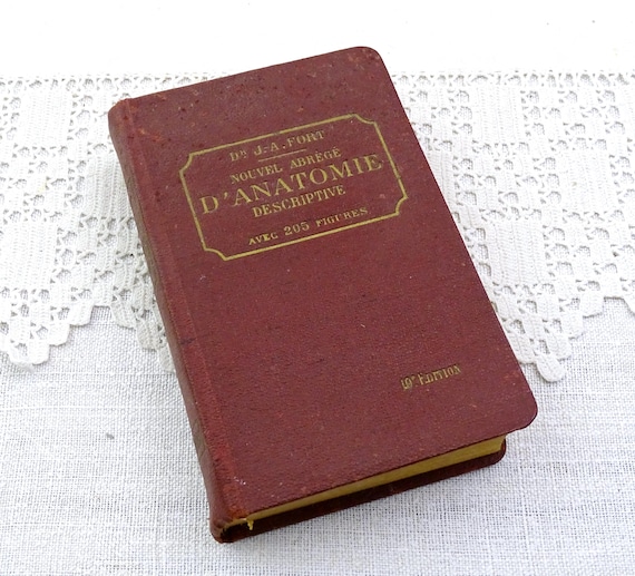 Small Antique Pocket Anatomy Book with Illustrations Nouvel Abrege D'Anotomie Descritive by Dr J A Fort Printed 1928, Retro Medical Guide