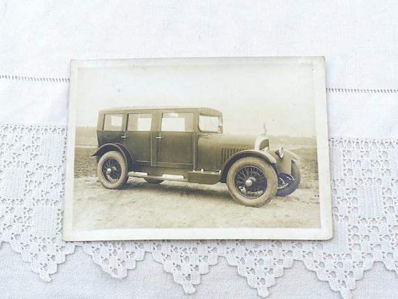 Antique French Large Gelatin Black and White Photograph of 1920s Voisin Automobile C1, Vintage Early 20 th Century Car Picture from France