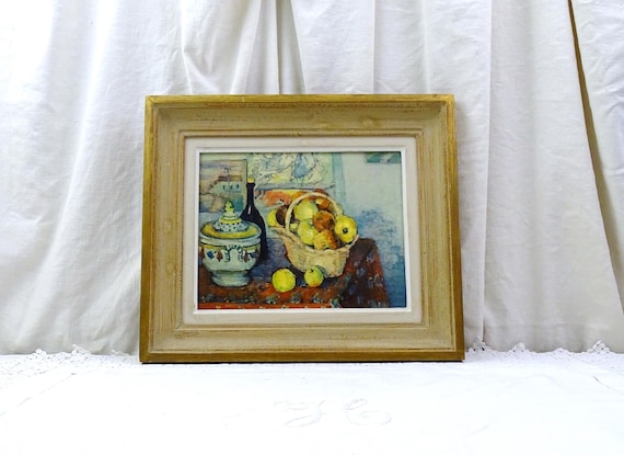 Vintage French Les Editions Braun and Cie Official Framed Reproduction Picture of Cezanne Still life Fruit, le Louvres Painting Collection
