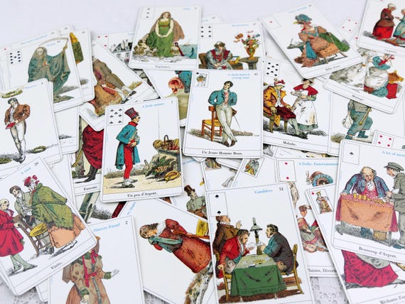 Vintage French 52 Card Pack of Divination Fortune Telling Cards The Parlour Sibyl by Grimaud withBooklet in English and French, Tarot Set