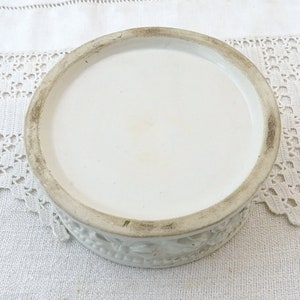 Antique French White Glazed Powder Pot with Classical Cherub Roses and Ribbon Pattern, Vintage Ceramic Bonbonnière Romantic Angels Design image 8