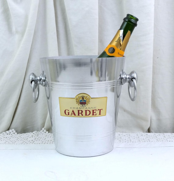 Vintage Gardet Champagne Silver Tone Metal Ice Bucket, Retro Sparking White Wine Chiller from France, Chic Drinks Party Accessory