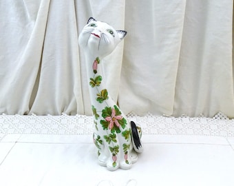 ヴィンテージ ミッドセンチュリー イタリア製 陶器 首の長い猫の置物