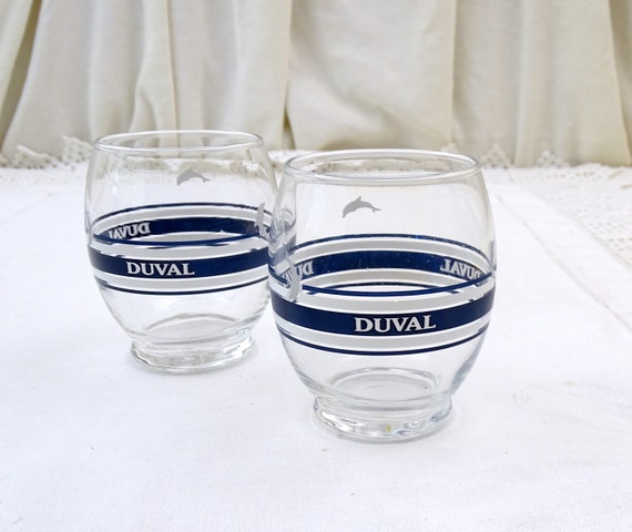 2 Vintage French Duval Pastis Glasses Dolphins, Pair Pernod Ricard 51 Style Drink Aperitif Glass Drinkware, Drink Tumblers South of France