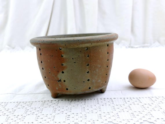 Large Antique French Pottery Cheese Strainer Mold from Western France, Vintage Rural Faisselle Drainer, Old Style Dairy Rustic Kitchen Decor