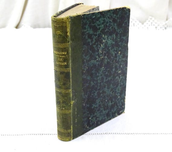 Small Antique French Hard Back Pocket Poetry Book Boileau Le Lutrin 1865 Edition with 6 Prints, Retro Collectible Reading from France